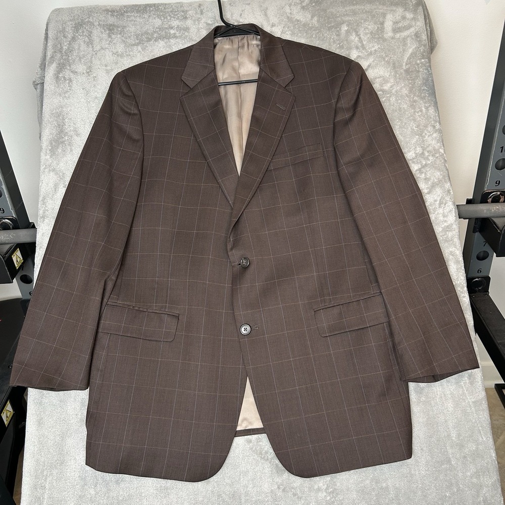 Hart Schaffner Marx Mens Plaid Suit Jacket Color Brown Macy's Men's Store Sz 44R